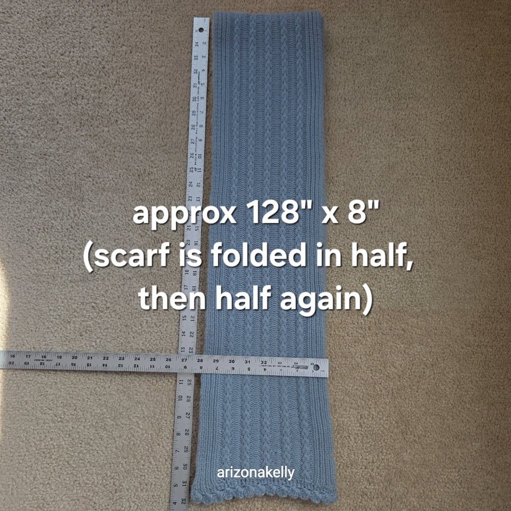 NWOT Cashmere Scarf Extra Long Elliot Mann Blue - Picture 3 of 13